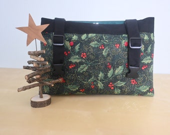 Powerchair bag, Wheelchair purse, Walker Organizer, Wheel Chair Accessory - Holiday Print bag with a little sparkle!!