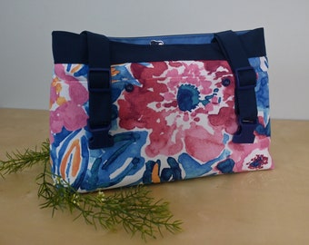 Powerchair bag, Wheelchair purse. walker organizer, wheel chair accessory:  Spring has Sprung!!!  Delightful soft floral print bag.