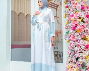 Elegant Printed Womens Muslim Abaya Dress | Ied Celebration Islamic Modest Prayer Clothes | Ramadhan Robe Gamis One Size Big