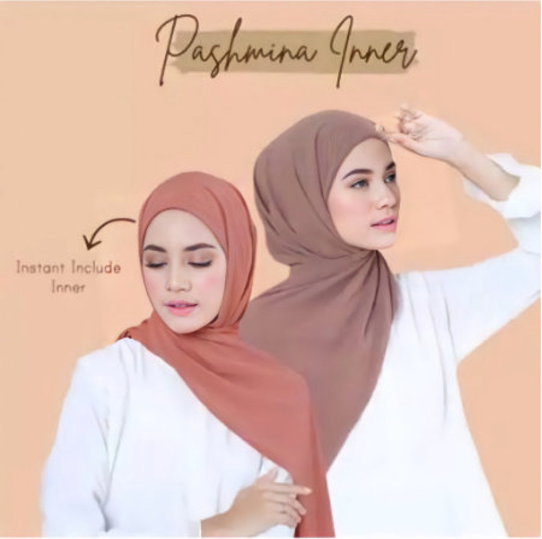 Fashion Pashmina Hijab With Inner Ladies Muslim Long Scarf Etsy