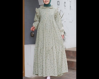 Elegant Womens Muslim Abaya Dress | Ied Celebration Islamic Modest Prayer Clothes | Ramadhan Robe Gamis One Size Big | MJYellPop