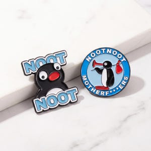 Pingu Enamel Pin Funny Penguin Lapel Pin Noot Noot Brooch Cute Cartoon Bird Badge Gift for Meme Lover Backpack Jacket Hat Pin