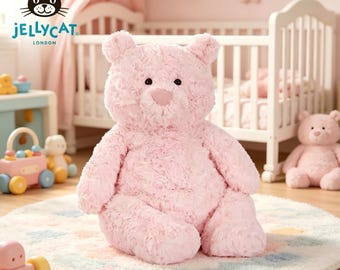 Oso de peluche rosa Bartholomew de Jellycat, peluche ultrasuave y adorable, ideal como regalo de cumpleaños para niñas, regalo perfecto para baby shower o decoración para la habitación del bebé.