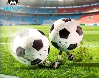 Peluche de fútbol Jellycat Amuseable Sports, lindo animal de peluche de fútbol con patas, regalo para fanáticos del fútbol, regalo de cumpleaños para niños, decoración para la habitación infantil.