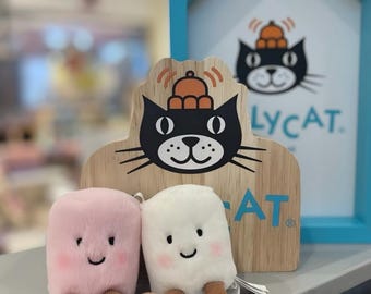 Llavero de peluche de malvavisco Jellycat, divertido colgante de bolsa de malvavisco rosa y blanco, lindo regalo de peluche de comida para ella, regalo de amistad perfecto para ella.