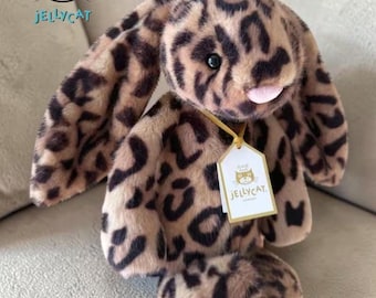 Peluche de conejito Jellycat Cobblehop con estampado de leopardo, animal de peluche Jellycat Bunny, lindo juguete de conejito, regalo para baby shower, juguete de peluche suave