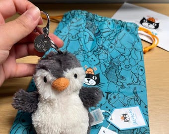 Llavero de pingüino de peluche Jellycat, suave adorno de pingüino para bolso, llavero adorable, accesorio encantador, regalo de cumpleaños estupendo