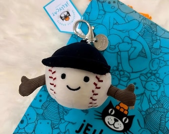 Llavero de béisbol Jellycat Amuseables, adorable llavero de peluche para aficionados al béisbol, accesorio suave y mullido, regalo para amantes del deporte.