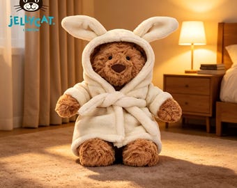 Jellycat Bartholomew Bear Plush Toy – Teddy Bear in Bathrobe, Soft Stuffed Animal, Cute Plushie Gift, Kids Toy, Nursery Decor