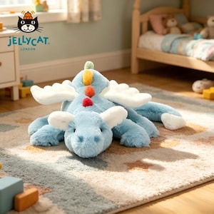 Jellycat Sky Dragon Plush,Ultra-Soft Stuffed Dragon, Cute Cuddly Dragon Plushie,Great Birthday Gift for Kids,Gift for Fantasy Fans