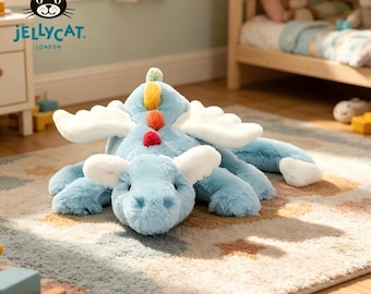 Peluche de dragón celestial Jellycat, dragón de peluche ultrasuave, adorable y tierno peluche de dragón, ideal como regalo de cumpleaños para niños o para los amantes de la fantasía.