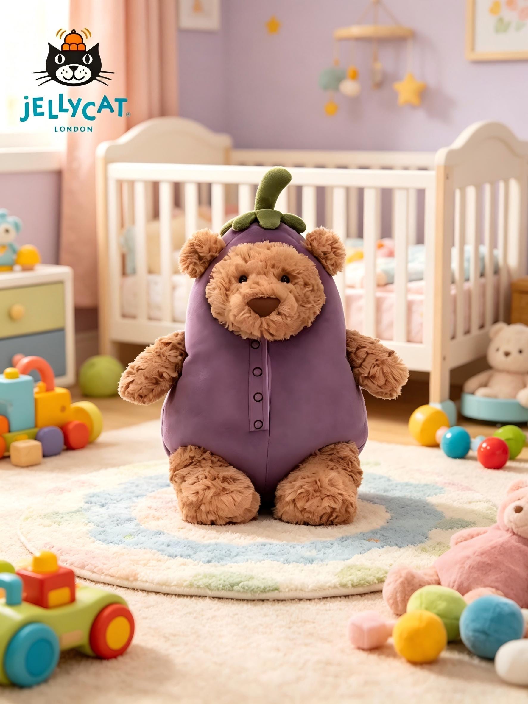 Jellycat Bartholomew Bear Aubergine - Etsy