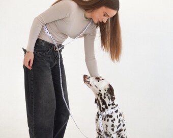 Dog Harness and Hands-Free Leash Set, Waterproof Handmade Dog Walking Gear, Brass Hardware, Custom Small & Medium Dog Set