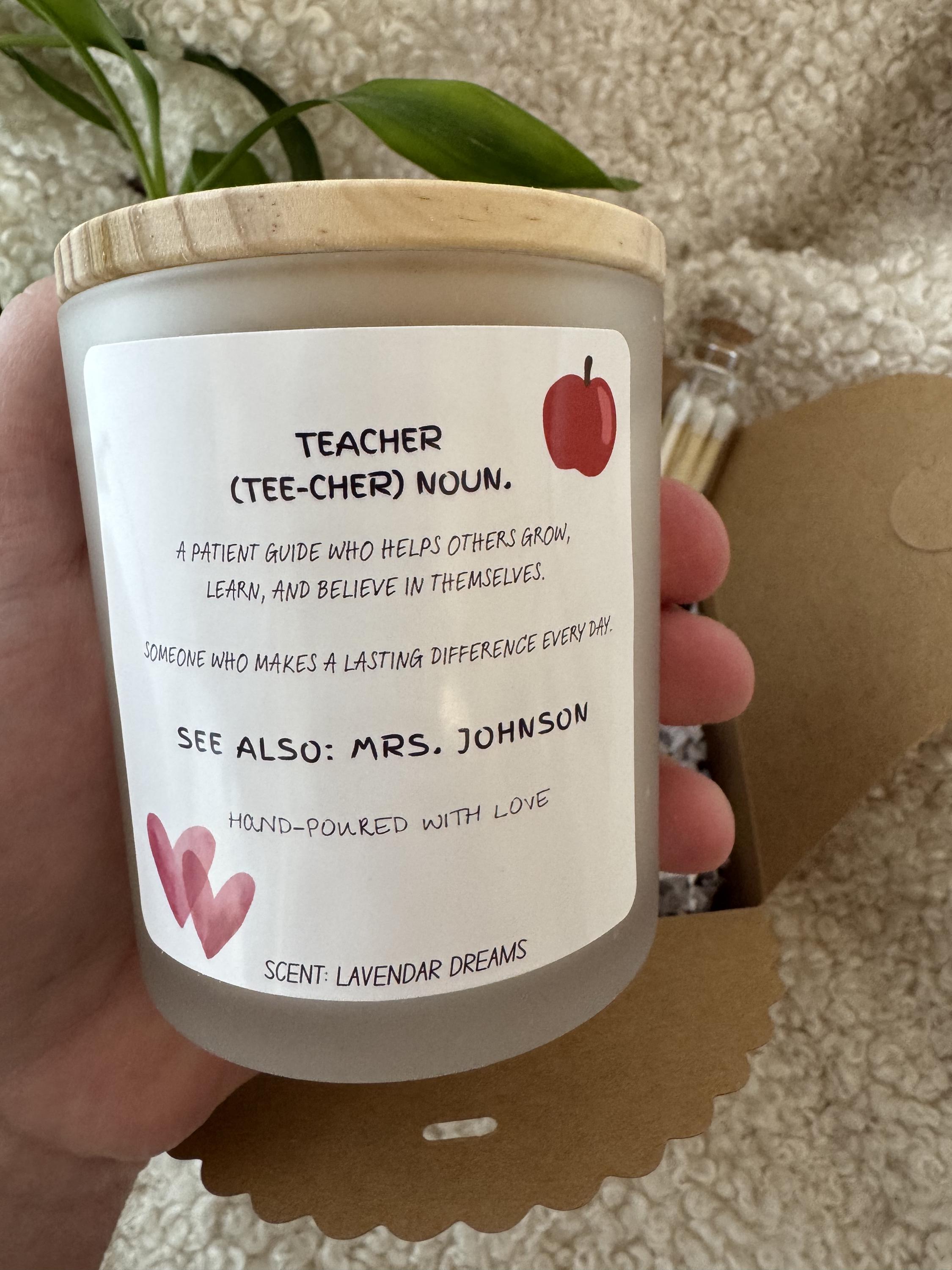 Teacher Appreciation Gift Candle, Personalized Teacher Gift, End of ...