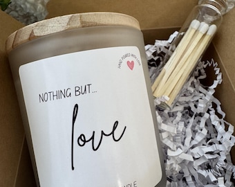 Nothing But Love Candle, Personalized Gift For Her, Custom Text Candle Gift Set, Thinking of You Gift (Handmade in USA)