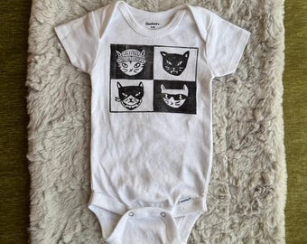 Cat White Onesie - Goth & Punk Baby Clothes