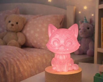 Handmade Pink Resin Kitten Night Light – Calming Glow Accent
