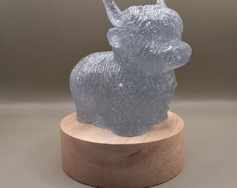 Silver Highland Cow Night Light