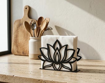 Lotus Metal Napkin Holder, Spiritual Zen Table Decor, Boho Dining Organizer
