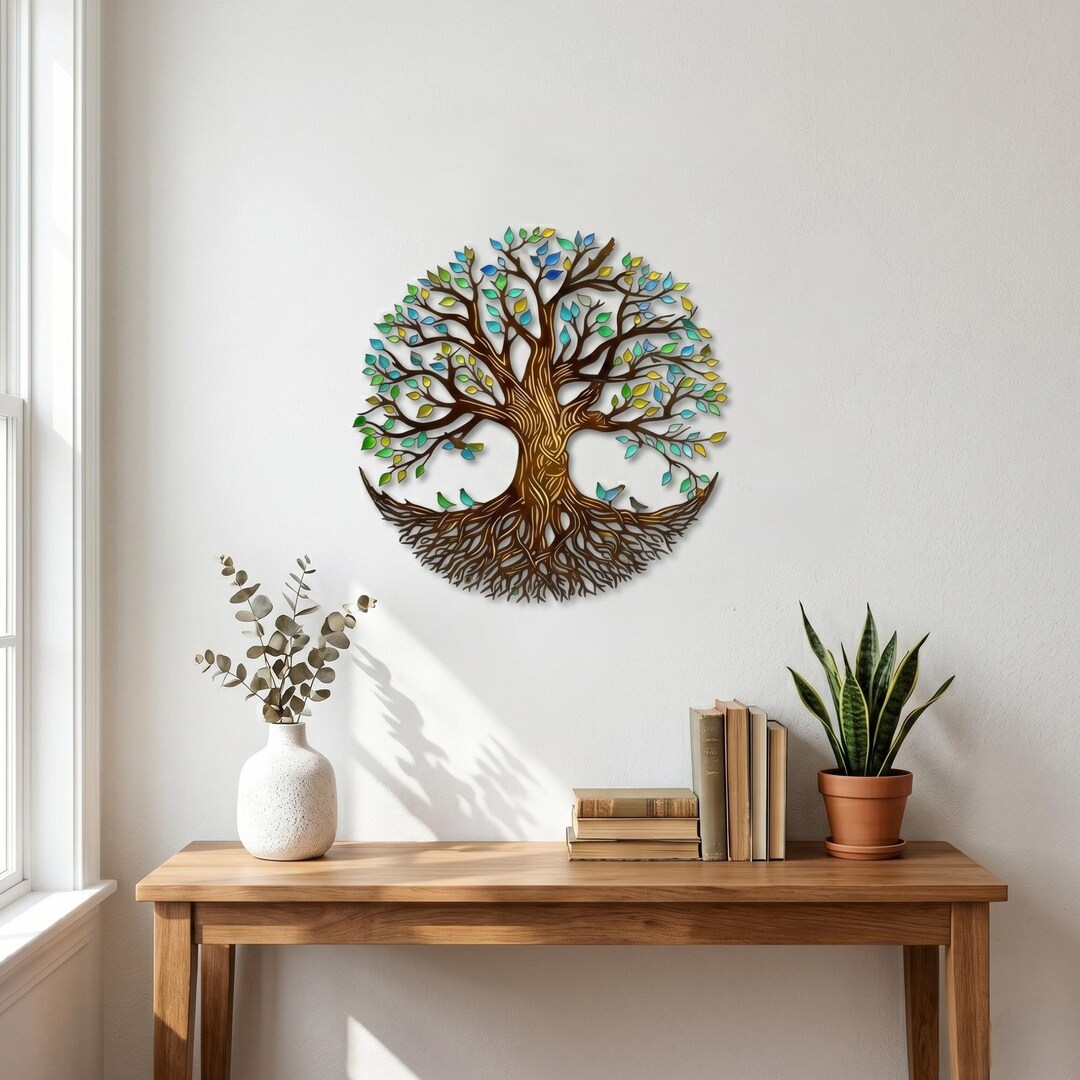 Colorful Tree of Life Metal Wall Art – Nature Inspired Wall Decor, Boho ...