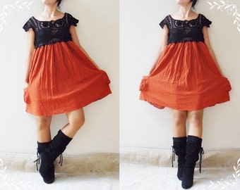 Crochet Orange Mini Dress