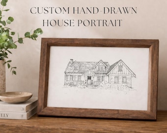 Custom Hand-Drawn House Portrait, Ink Sketch Art, Personalized Home Gift, Housewarming