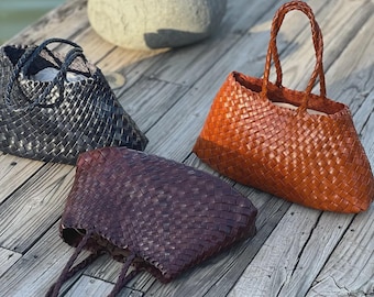 Mila Retro hand-woven first-layer cowhide shoulder bag, Soft Leather bag ,Gift for Wife,Gift for Mom，Mother's Day Gifts