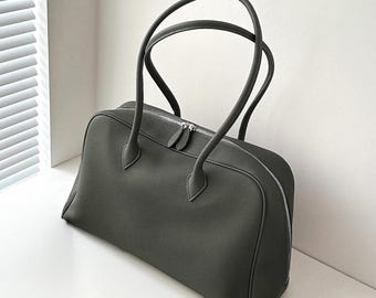 Bolso tote grande de piel / Bolso con asa superior de piel suave granulada / Bolso de trabajo minimalista / Bolso tote de lujo para el día a día / Bolso de oficina para mujer / Regalo para ella