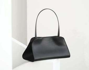 Bolso de mano de cuero hecho a mano / Bandolera minimalista hecha a mano / Piel auténtica minimalista / Bolso tote / Bolso de uso diario para mujer / Regalo para ella