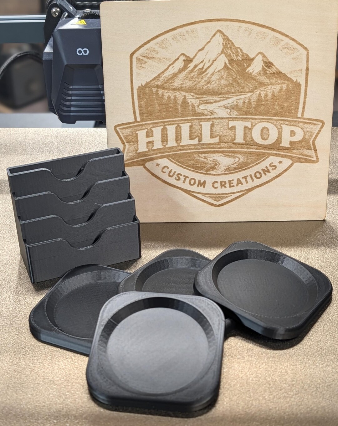 Custom 3D Printed Coasters With Holder – Personalized Drink Coasters ...