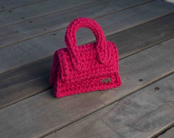 Madrid BAG - MiniMe size. Women Handbag, Crochet Bag, Knitted Bag, Pink color HandBag, Shoulder Bag