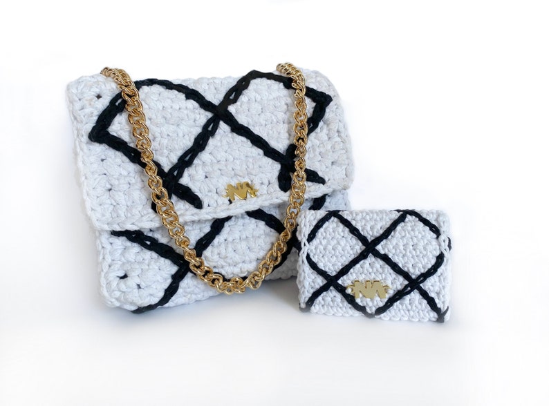 The Rome bundle Wallet&Bag Medium size bag. Women Handbag, Crochet Bag, Knitted Bag, yellow color HandBag, Shoulder Bag image 3