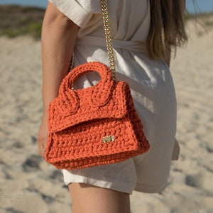 Madrid BAG small size. Women Handbag, Crochet Bag, Knitted Bag, orange color HandBag, Shoulder Bag image 1
