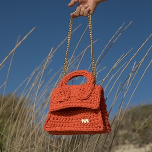 Madrid BAG small size. Women Handbag, Crochet Bag, Knitted Bag, orange color HandBag, Shoulder Bag image 2