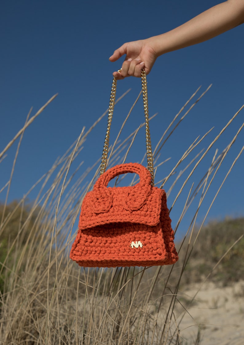 Madrid BAG small size. Women Handbag, Crochet Bag, Knitted Bag, orange color HandBag, Shoulder Bag image 2