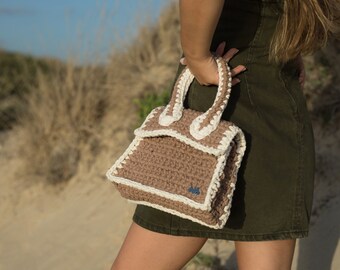 Madrid BAG - Medium size. Women Handbag, Crochet Bag, Knitted Bag, Biscuit color HandBag, Shoulder Bag