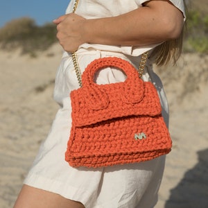 Madrid BAG small size. Women Handbag, Crochet Bag, Knitted Bag, orange color HandBag, Shoulder Bag image 3