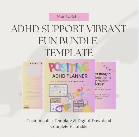 Fun, Positive ADHD Planner, Organizer and Checklist with weekly and daily reminders for parent and children