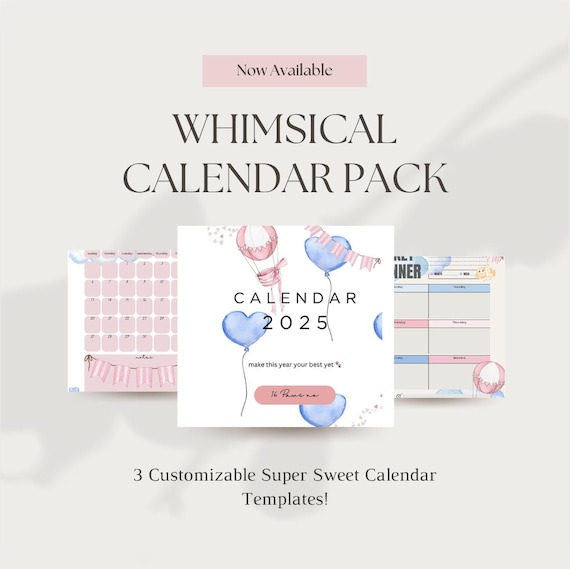 Whimsy and Fun Weekly Planner & Calendar Digital Download and Template Links Bundle for All Ages!