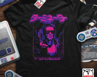 Terminator T-800-skjorta - Vintage bootleg-grafik - Retrowave Pixel Art - Comfort Colors® 1717