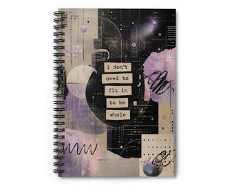 Notitieboek spiraal | Kosmisch collagedagboek, bevestigingsomslag