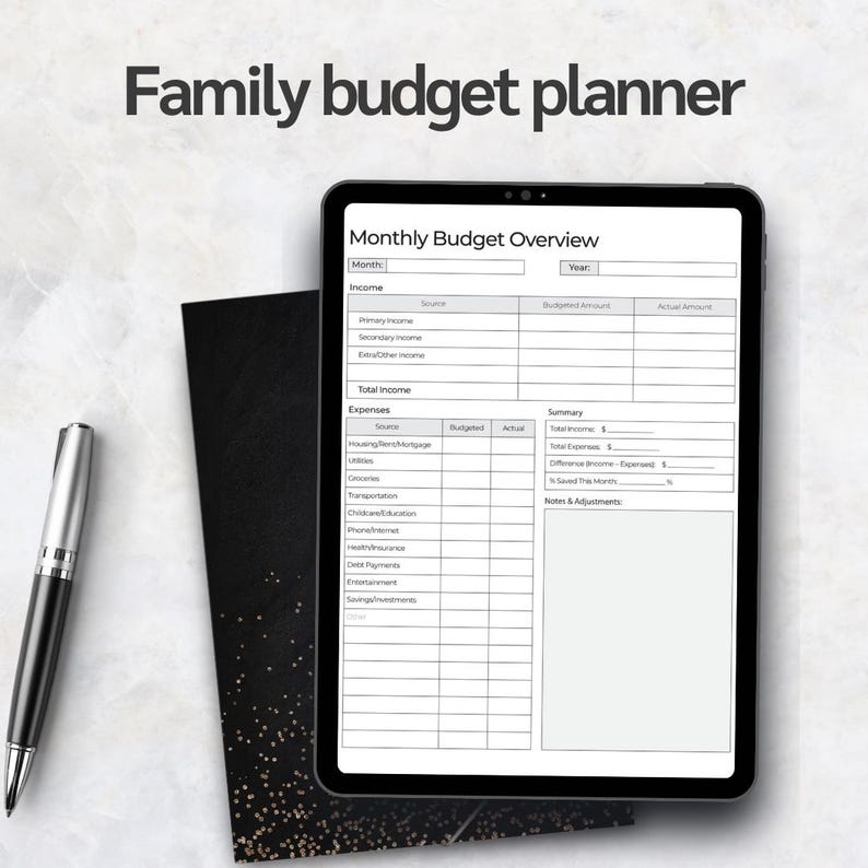 Family Budget Planner Printable | Monthly Household Budget Tracker PDF ...