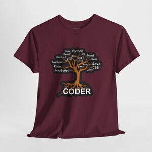 Camiseta de lenguajes de programación Tree Coder / Java Python JavaScript Ruby HTML CSS