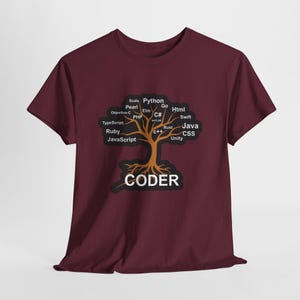 Programming Languages Tree Coder T-Shirt | Java Python JavaScript Ruby HTML CSS Tee