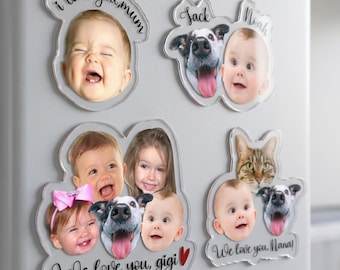 Custom Baby Face Photo Magnet, Personalized Mothers Day Gifts for Grandma, Custom Photo Acrylic Magnet, Grandma Gift from Grandkids