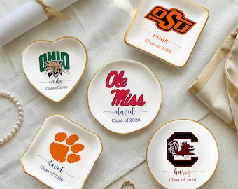 Personalised Graduation Ring Dish, University College Trinket Tray, High School, Custom Acceptance Gift, Class of 2026