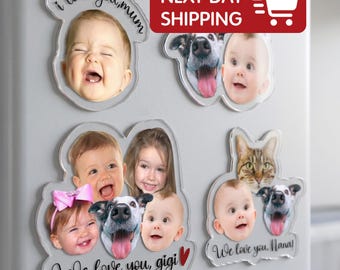 Custom Baby Face Photo Magnet, Personalized Mothers Day Gifts for Grandma, Custom Photo Acrylic Magnet, Grandma Gift from Grandkids