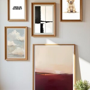 Paquete de láminas de arte abstracto minimalista, tipografía cristiana, animales, paisajes (archivos PDF)