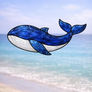 Whale Stained Glass Pattern PDF, Ocean Suncatcher Template, Marine Glass Art, Printable Glass Pattern, DIY Stained Glass, Instant Download