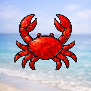 Crab Stained Glass Pattern PDF, Beach Suncatcher Template, Coastal Glass Art, Printable Glass Pattern, DIY Stained Glass, Instant Download